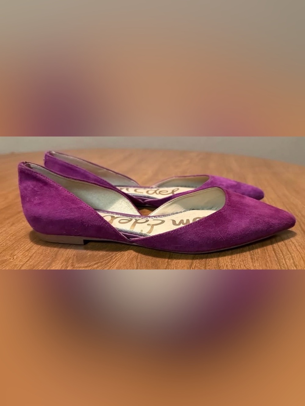 Sam Edelman Purple Suede Pointed D'Orsay Flats
